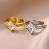 Hochzeit Ringe Prinzessin Cut Weiß Zirkon Geometrische Quadrat Für Frauen Antike Gold Silber Farbe Weibliche Bands Geburtstag Schmuck Geschenke