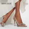 Sandals Luxury Rhinestone Hollow out Women Pumps Wedding Shoes Fashion Clear PVC Sexy High heels Elegant Summer Party Bridal Shoes Woman J230806