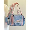 Borse da sera Donna Blu Rosa Tophandle Borsa a grande capacità Ragazze Y2k Denim Boston Designer Borsa a tracolla Multitasche Tiedyed 230804