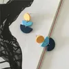 Boucles d'oreilles pendantes décontracté moutarde cercle bleu ciel demi-lié géométrique goutte pour femmes fille élégant Unique bureau moderne bijoux