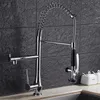 Spring Pull Down Kitchen Sink Faucet Hands Free Sprayer Head With Lock Cold Hot Water Kitchen Mixer Tap Swivel Spout Brass Tap
