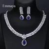 Ensembles de bijoux de mariage Emmaya luxe AAA Zircon cubique 4 couleurs boucles d'oreilles goutte d'eau collier pour femmes accessoires de fête de mariée 230804