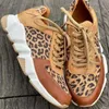 Klänningsskor plus storlek 36-44 Ny tjocksolad rund tå låg top leopard tryck kvinnors singlar kors-stora sömmar snörning sneakers j230806