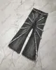 Jeans masculinos fazer velho y2k punk calças oversize preto jeans homens roupas aranha web costa oeste carga solta y 2k vintage masculino largo j230806