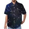 Mäns avslappnade skjortor astrologi skjorta sol och månstrand lös hawaiian coola blusar kort ärm grafik överdimensionerade kläder