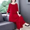 Conjunto de 2 calças femininas de duas peças outono tamanho grande roupa feminina moda de meia-idade e idosos moda solta para mães top de pernas largas terno Z2360