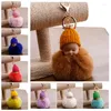 Keychains 10st/mycket söt plysch nyckelring sovande docka pompom nyckel leksaker för flickor kawaii väska pendellsmycken