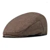 Berets Men Cotton Beret Vintage Casual Hat Hat Art Art Sbo