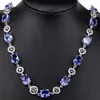 Chaînes CHAÎNE DE COLLIER EN ARGENT MASSIF 925 Rouge Rubis Riche Bleu Violet Tanzanite Suisse Topaze Blanc CZ Usage Quotidien