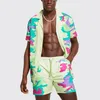 Mannen Trainingspakken 2023 Zomer Mannen Tie Dye Print Hawaiian Set Button Korte Mouw Strand Shorts Casual Streetwear 2 stuk Pak S-5XL