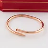 Love Gold Armband Nail Armband Designer Bangles For Women Mens rostfritt stållegering Armband Pulsera Pulseras Plated Gold Silver285G