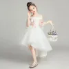 Vêtements ethniques une épaule fille robe de soirée enfant anniversaire princesse jupe fleur Piano Costume blanc passerelle enfants