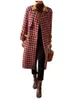 DE-41N358 Autumn and Winter Women's Coat Dress Coat Coat Classic Plaid Shicened Coat Vintage Woolen مزيفة