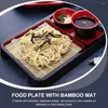 Dinnerware Sets Wooden Pallets Cold Noodle Plate Bamboo Mat Japanese Style Tableware Rectangular Tray Noodles Serving Abs