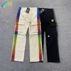 Kaki Noir Aiguilles Pantalon Hommes Femmes 1 1 Jaune Papillon Broderie Pantalon Rainbow Stripe AWGE Cargo Pantalon De Jogging T230806