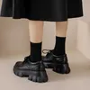 Sandaler Nya kvinnor loafers Classic Platform Chunky Heel Black Ladies Pumps Female Mary Jane Derby Lolita Sweet Round Toe College Shoes J230806