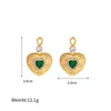 Boucles d'oreilles pendantes Minar délicate émeraude en forme de coeur goutte pour les femmes Mujer plaqué or 18 carats en laiton pierre naturelle grande boucle d'oreille bijoux de fête