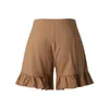 Shorts pour femmes dames couleur unie jambe large coton lin taille haute élastique lâche fermeture éclair bouton bois oreille Style de rue Sexy Y2k