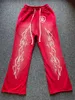 Herrbyxor 2017 FW Hellstar Dios Red Flash Sports Pants Men's High Quality Patch Work Heavy Fabric Retro Jogging Drawstring Pants T230919