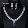 Wedding Jewelry Sets Emmaya Luxury AAA Cubic Zircon 4 Colors Water Drop Earrings Necklace For Women Bridal Party Accessories 230804