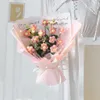 Fleurs décoratives à tricoter Rose marguerite Bouquet artificiel avec guirlande lumineuse mariage tissé à la main maison pour fête d'anniversaire vacances