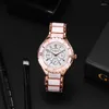 Relojes de pulsera Sdotter, relojes de mujer, reloj de acero de cuarzo blanco y oro rosa, reloj de diseño elegante para Mujer, reloj de pulsera para mujer Bayan Kol Saati Feminino