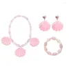 Collana Orecchini Set Braccialetti Conchiglie Rosa Per Bambini Adorabile Principessa Gioielli Cosplay Costume Da Carnevale