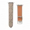 Klassiska toppdesigner -handledsband för Apple Iwatch 3 4 5 6 7 8 Se Leather Belt Armband Flower Letter Arvband Watchband Rem Byt ut 38mm 40mm 41mm 42mm 44mm 45mm 49mm