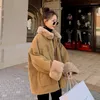 Kadınlar Down Burgundy Tooling Parker Pamuklu Ceketli Kadın İns Kış Kore Versiyonu Gevşek artı kadife yastıklı pamuk kat