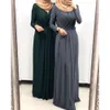 Muslim Womens Dress Middle Eastern Long Sleeves Pure Color Large Robe