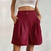 Active Shorts Ladies Summer Color Casual Loose Pants High Waist Button Wide Leg 18 Tall Womens For Women