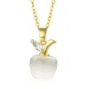 Kettingen 316L roestvrij staal micro-set volledige zirkoon opaal fruit ketting water rimpel ketting dames sieraden