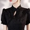 Etnik Giyim Zarif Kadınlar Baskı Çiçek Qipao Seksi İnce Mini Parti Elbise Çin Geleneksel Mandarin Yakası Cheongsam Vestidos Retro Qi