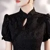 Ethnic Clothing Elegant Women Print Flower Qipao Sexy Slim Mini Party Dress Chinese Traditional Mandarin Collar Cheongsam Vestidos Retro Qi