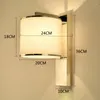 Lampada da parete moderna in acciaio inossidabile cromato con paralume in tessuto E27, porta USB, pulsante, faretto, per camera da letto Ailse