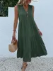 Casual klänningar 2023 Kvinnors eleganta V-hals Floral Print Chiffon Maxi Dress Sleeveless Loose Flowy Bohemian Beachwear With Belt Clothes