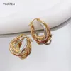 Hoopörhängen Vojefen 18K Gold Hoops smycken Kvinnor AU750 Tricolor Charms Hypoallergen öronrundan för tonårsmycken trend