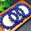 Strand Natural Lapis Lazuli Bransoletka okrągłe koraliki Biżuteria Kobiety mężczyźni leczące energię miłośnik 1PCS 13 mm