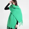 Scarves 2023 Fashion Green Mohair Women Winter Scarf Thicked Warm Shawls Wrap Long Tassel Blanket Hijab Stole Bufanda Mujer