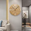 Wandklokken Luxe Ijzeren Mute Klok Woonkamer Ronde Gouden Horloges Binnen Ingang Achtergrond Ornament Woondecoratie 39cm