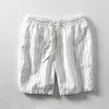 Shorts pour hommes mode d'été hommes taille élastique coton lin vêtements de maison décontracté respirant couleur unie Simple ample confortable demi-longueur pantalon