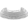 Tour de cou Sexy Punk mode Chokers pour femmes brillant strass multi-couches colliers fête cou bijoux NT235