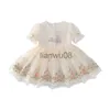 Mädchen Kleider Sommer Mädchen Kleidung 27 Jahre Spitze bestickt Prinzessin Kleid Blumenstickerei Mädchen Spitze Prinzessin Kleid x0806