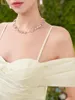 Catene Elegante collana di perle di perle d'imitazione rosa grande per le donne Ciondolo di conchiglie di cuore di cristallo Gioielli per feste di nozze dolci Collier Femme