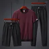 Men's Tracksuits 2023 Mens 3 Piece Fashion Sports Suit Running Korean Clothing Ice Silk Gym Outfit Jogging Polyester Sweat Suits Track