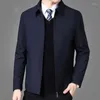 Męskie kurtki mody kurtka biznesowa swobodne płaszcze odrzucają zamek błyskawiczny prosty w średnim wieku starszy mężczyźni tata ubrania biuro odzież wierzchnia