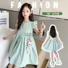 Flickans klänningar Girls 'Dresses Summer Fashion Plaid Dress Cartoon Dolls Big Kids Princess Dress 312Y X0806