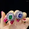 Orecchini a bottone ZOCA Fine Jewelry Set di zirconi Argento sterling 925 Blu Verde Grandi regali per feste di moda da donna