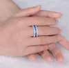 Anelli a grappolo Taglia 6/7/8/9/10 I più venduti Sconto del 93% Gioielli di lusso 10KT Oro bianco riempito Princess Cut Blue CZ Zirconia Matrimonio da donna