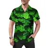 Men's Casual Shirts St Patrick's Day Blouses Male Lucky Gold Green Four Leaf Clover Shamrock Summer Novelty Oversize Beach Shirt Gift